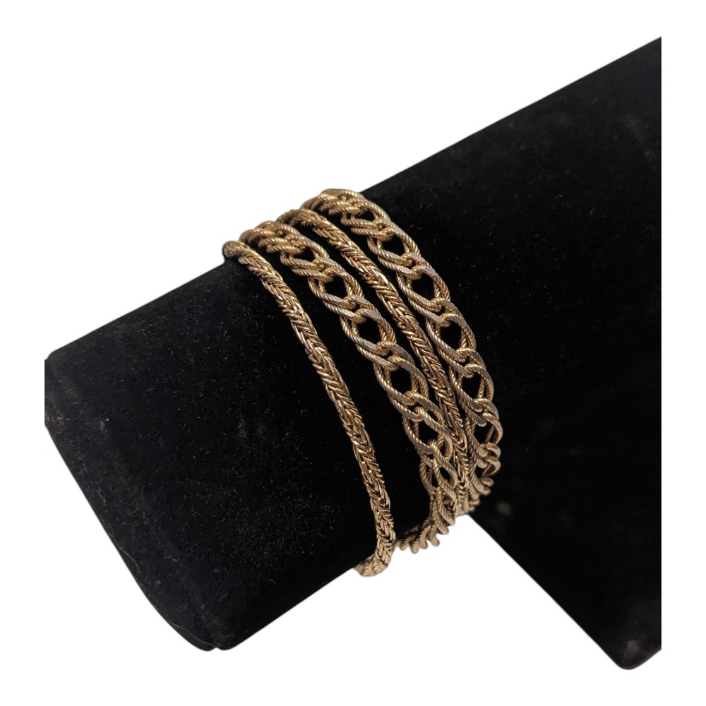 Vintage Hattie Carnegie Gold Tone Multi Strand Chain‎ Bracelet Statement Jewelry